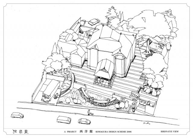 旧石川組製糸西洋館（埼玉県入間市）の外構計画 イラスト計画案の画像